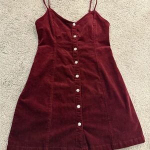 Newbury Kustom Burgundy Mini Dress with Button Front